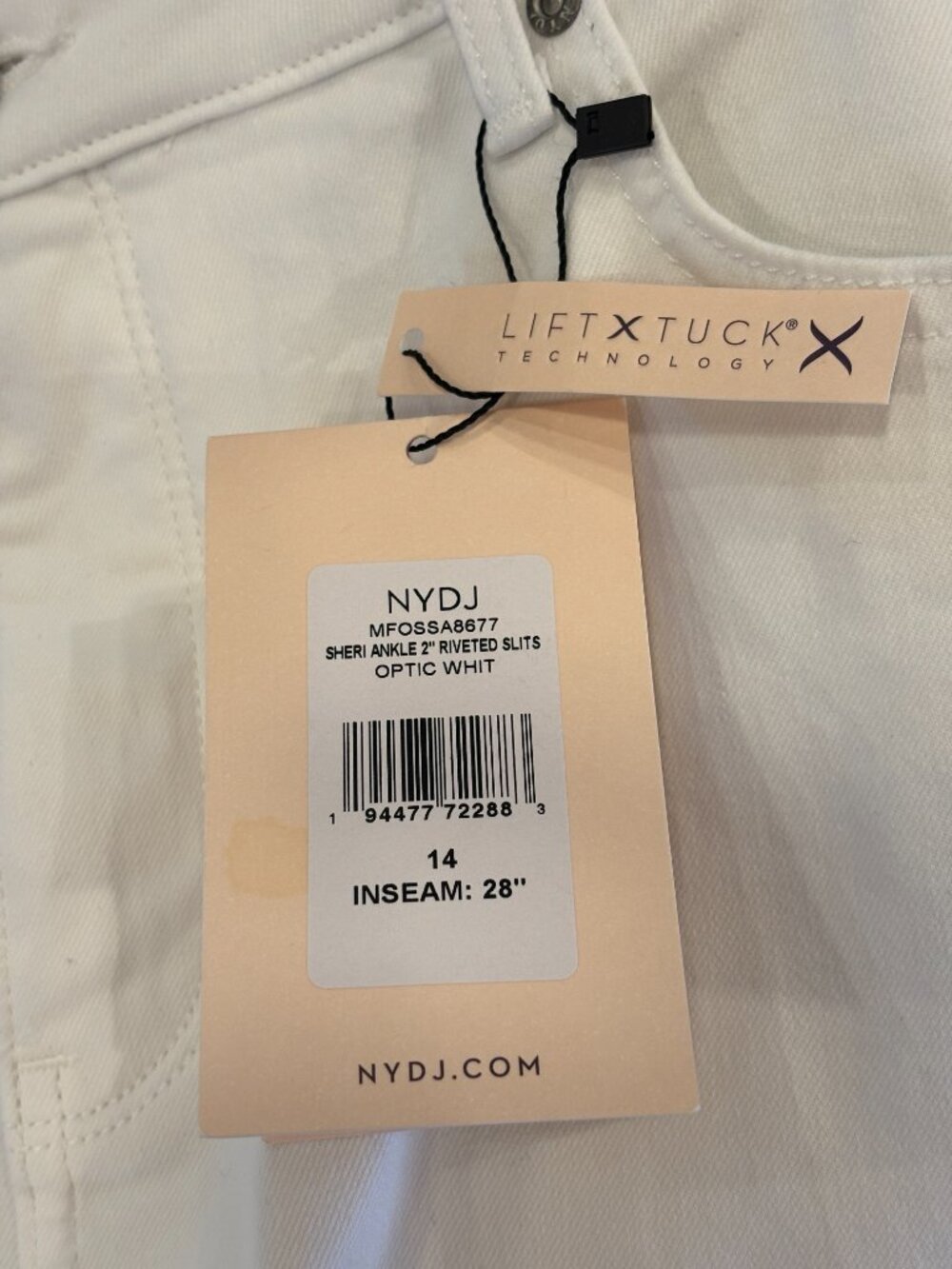 NYDJ Sheri Slim Ankle Jeans | Optic White | Size 14 | New with Tags - Picture 4 of 8